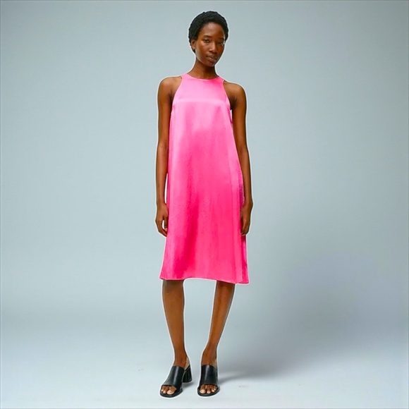 Pink Satin Midi Dress | Arket Midi Cocktail Dress | Small | Like New / Worn Once - Picture 1 of 5